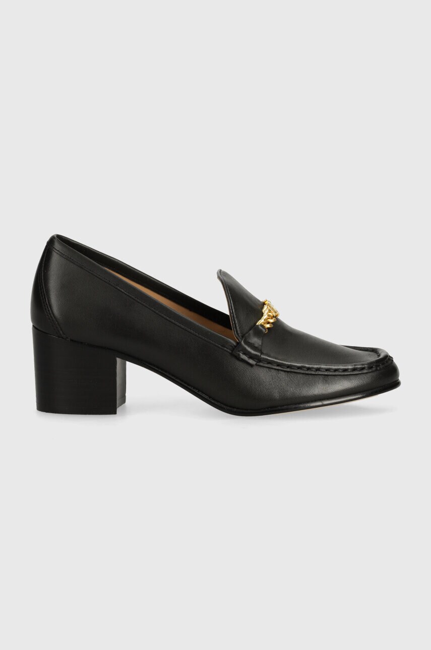 Шкіряні туфлі Lauren Ralph Lauren Winslet колір чорний каблук блок 802942573001