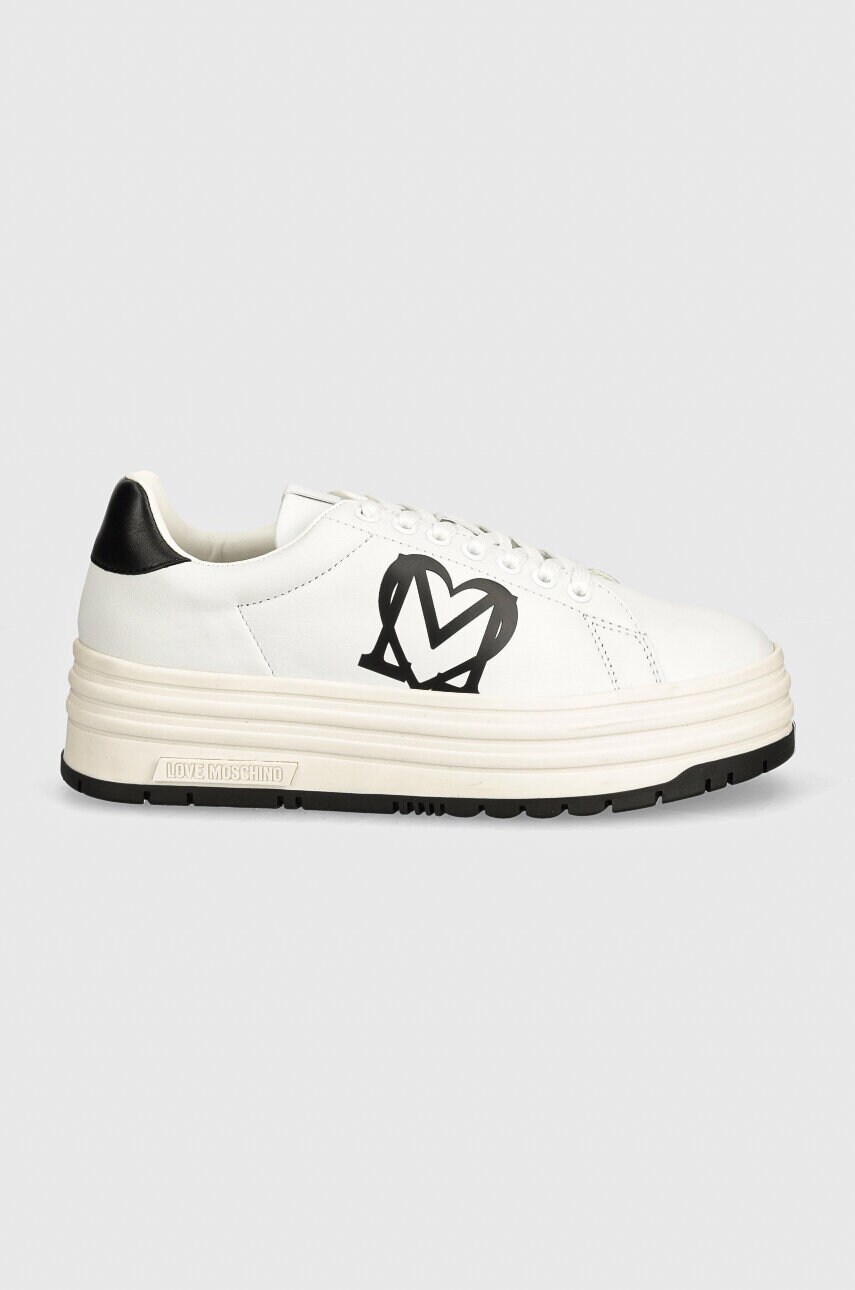 Шкіряні кросівки Love Moschino колір білий JA15096G1LIA110A