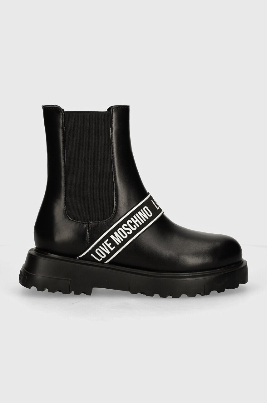Шкіряні черевики Love Moschino жіночі колір чорний на платформі JA24104G1LIA0000