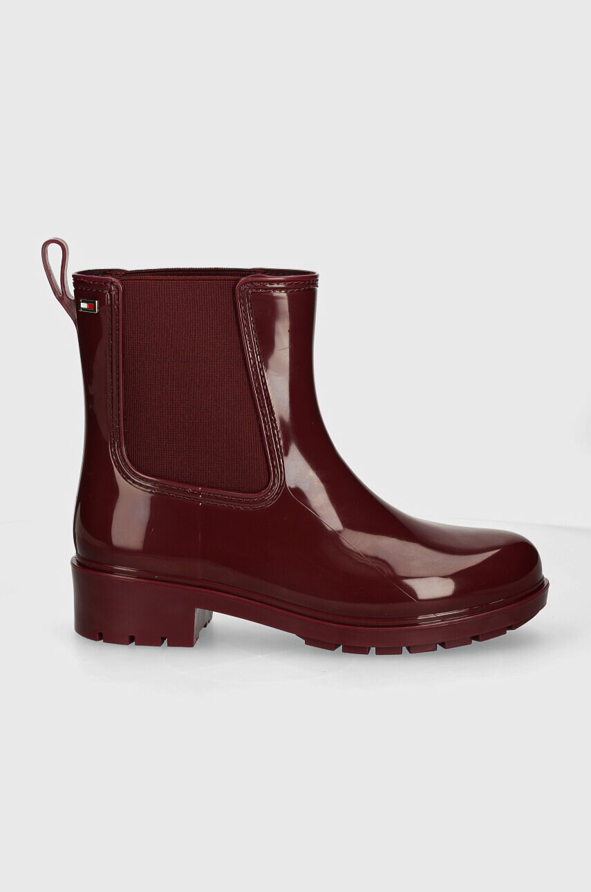 Гумові чоботи Tommy Hilfiger FLAG RAINBOOT жіночі колір бордовий FW0FW08213