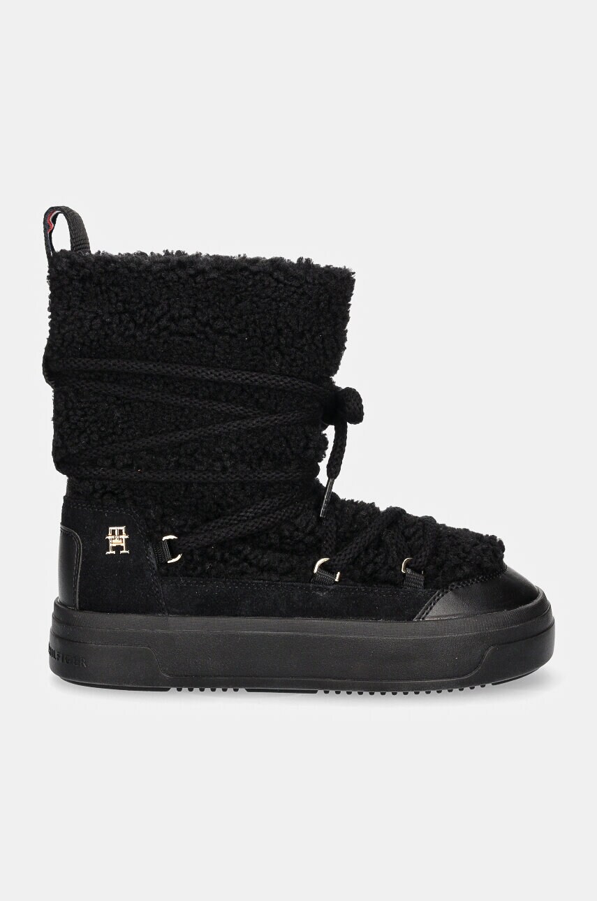 Зимові чоботи Tommy Hilfiger LACE-UP FAUX SHEARLING SNOWBOOT колір чорний FW0FW08252