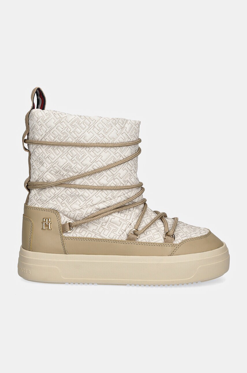 Зимові чоботи Tommy Hilfiger LACE-UP MONOGRAM SNOWBOOT колір бежевий FW0FW08430
