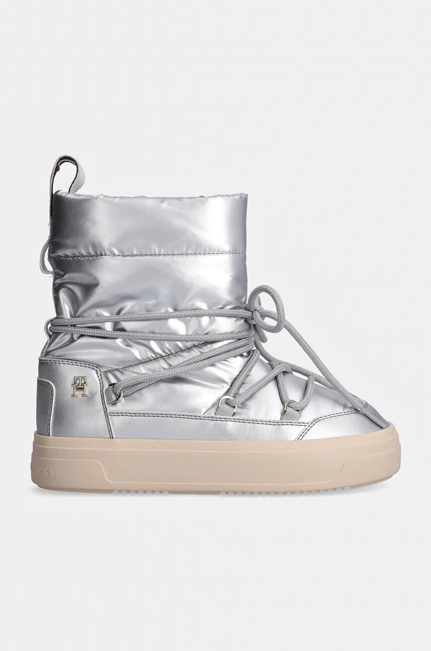 Зимові чоботи Tommy Hilfiger LACE-UP METALLIC SNOWBOOT колір срібний FW0FW08442