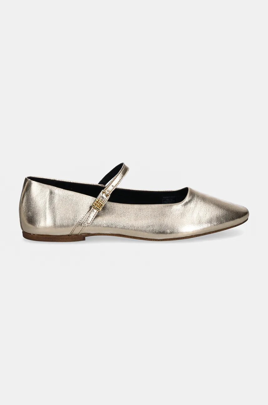 Шкіряні балетки Tommy Hilfiger PARTY MARYJANE BALLERINA METAL колір золотий  FW0FW08315
