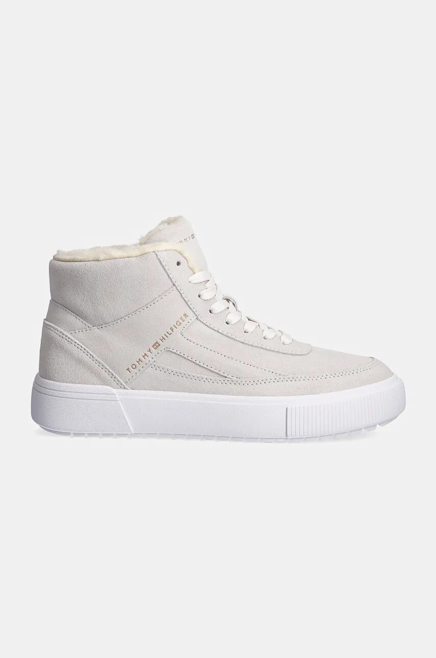 Замшеві кросівки Tommy Hilfiger SUEDE VULC WINTER SNEAKER HI колір бежевий FW0FW08108