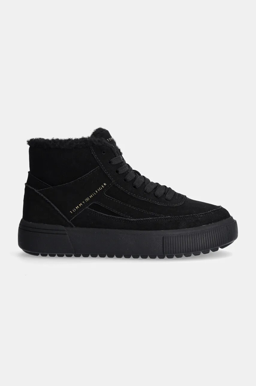 Замшеві кросівки Tommy Hilfiger SUEDE VULC WINTER SNEAKER HI колір чорний FW0FW08108