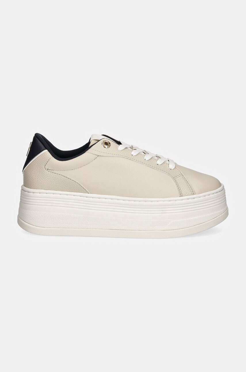 Кросівки Tommy Hilfiger TH PLATFORM SNEAKER TRIANGLE колір бежевий FW0FW08115