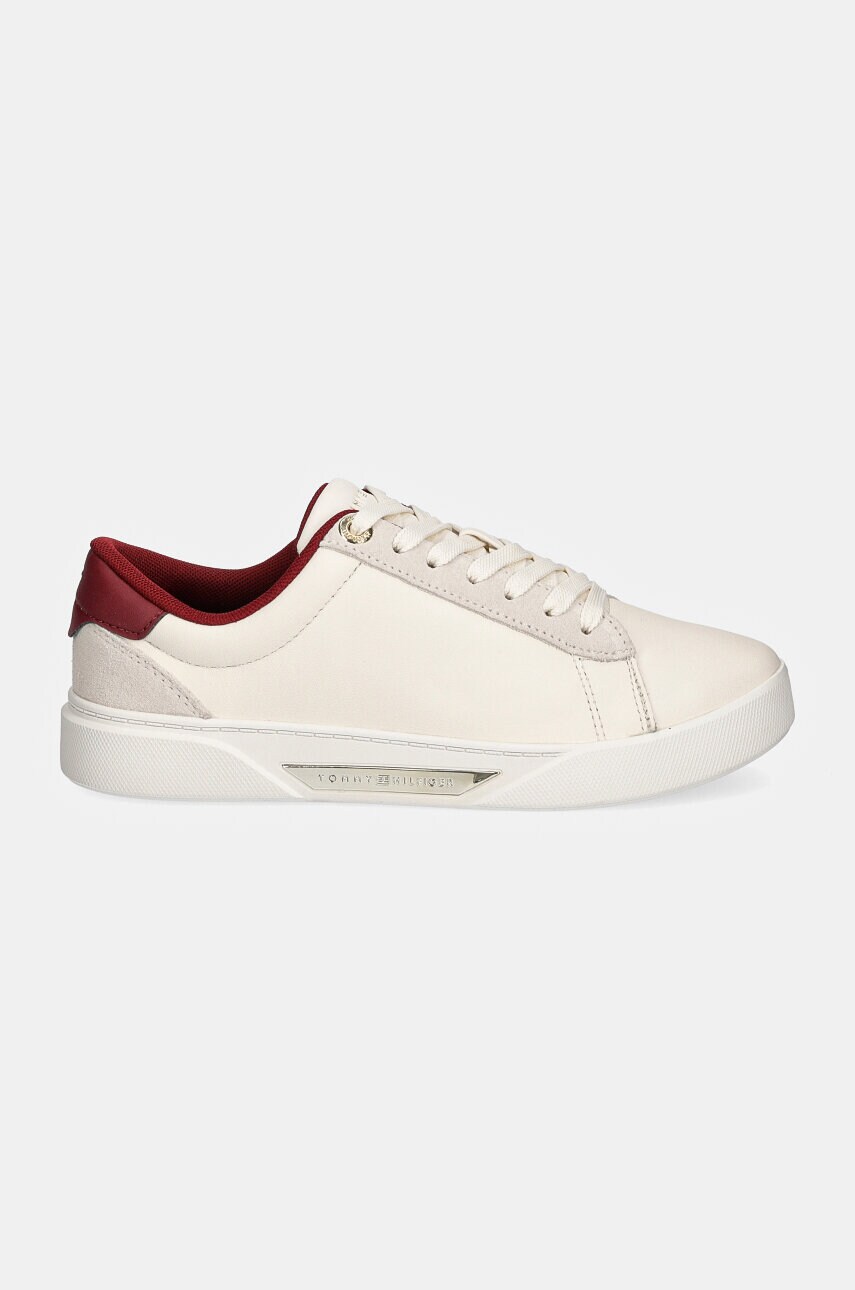 Шкіряні кросівки Tommy Hilfiger CHIC COURT SNEAKER колір бежевий FW0FW08123