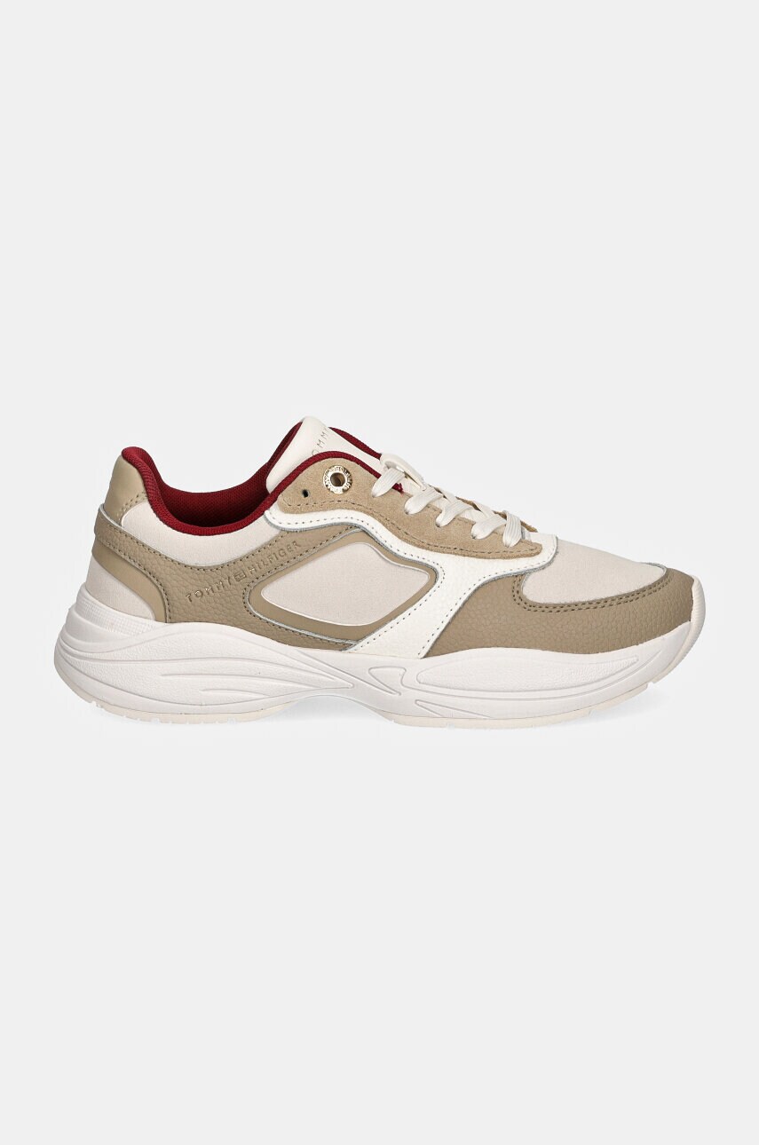 Шкіряні кросівки Tommy Hilfiger CHUNKY RUNNER колір бежевий FW0FW08130