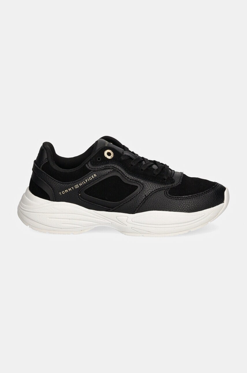Шкіряні кросівки Tommy Hilfiger CHUNKY RUNNER колір чорний FW0FW08130
