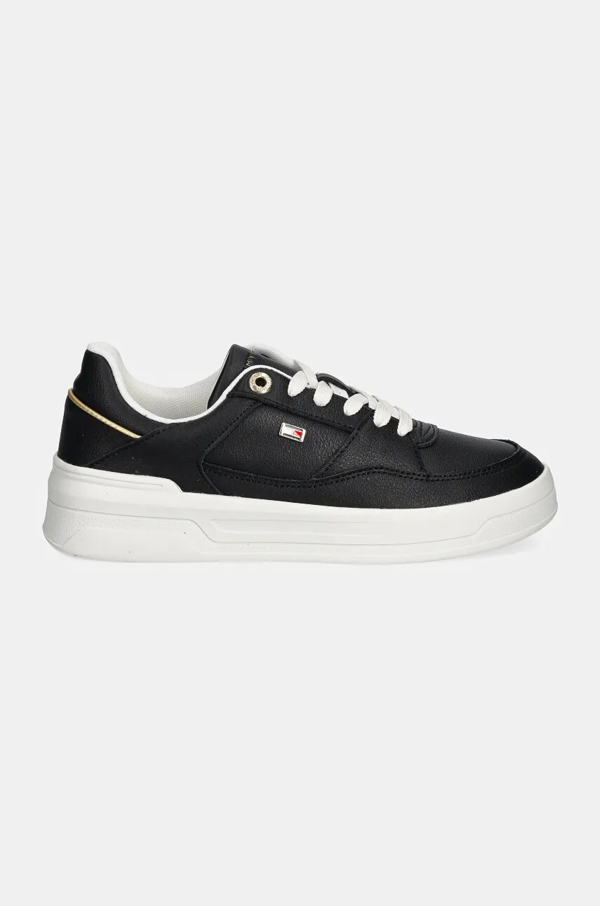 Шкіряні кросівки Tommy Hilfiger ESSENTIAL BASKET SNEAKER колір чорний FW0FW08261