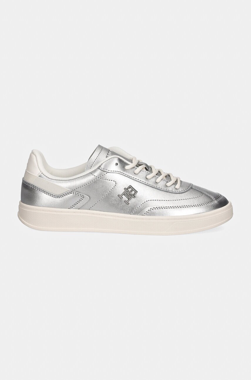 Шкіряні кросівки Tommy Hilfiger TH HERITAGE SNEAKER METALLICS колір срібний FW0FW08344