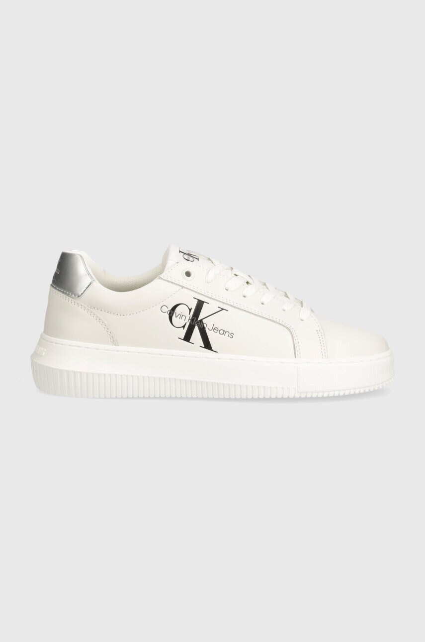 Шкіряні кросівки Calvin Klein Jeans CHUNKY CUPSOLE LACEUP LTH ML MTL колір білий YW0YW01476