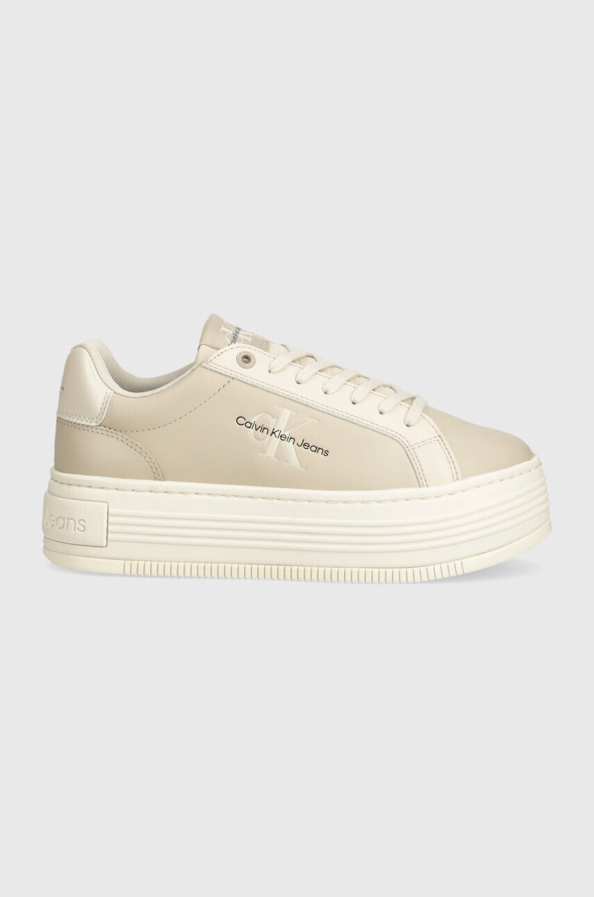 Кросівки Calvin Klein Jeans BOLD PLATF LOW LACE LTH ML MTL колір бежевий YW0YW01516