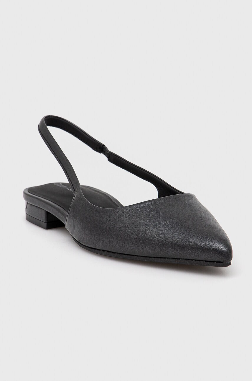 Шкіряні балетки Calvin Klein FLAT SLINGBACK PUMP PEARL колір чорний відкрита п'ята HW0HW02120
