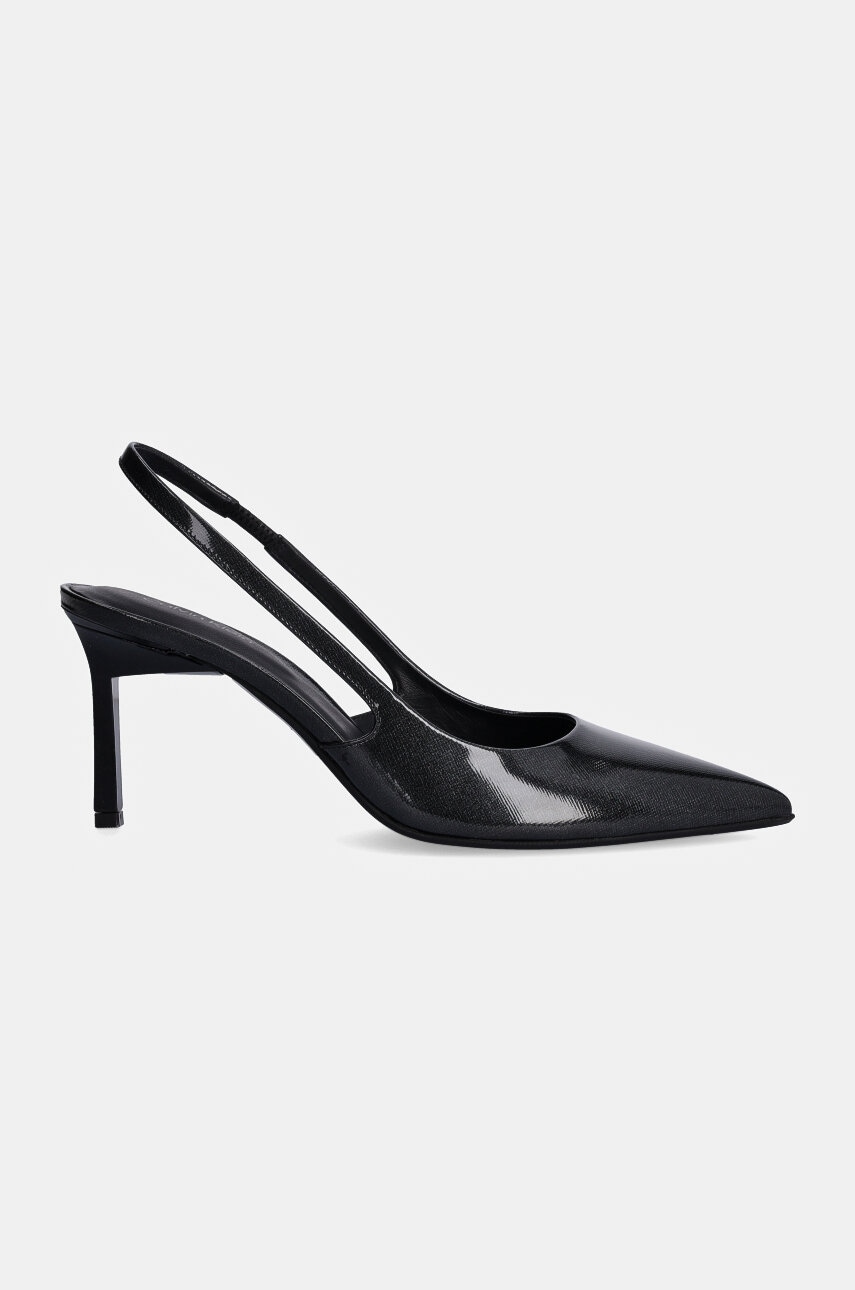 Шкіряні туфлі Calvin Klein HEEL SLINGBACK PUMP 70 SAFF LTH колір чорний HW0HW02068