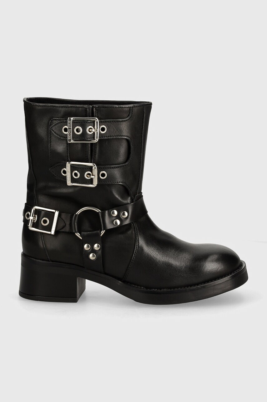 Шкіряні черевики Steve Madden Becase жіночі колір чорний на плоскому ходу SM11003095