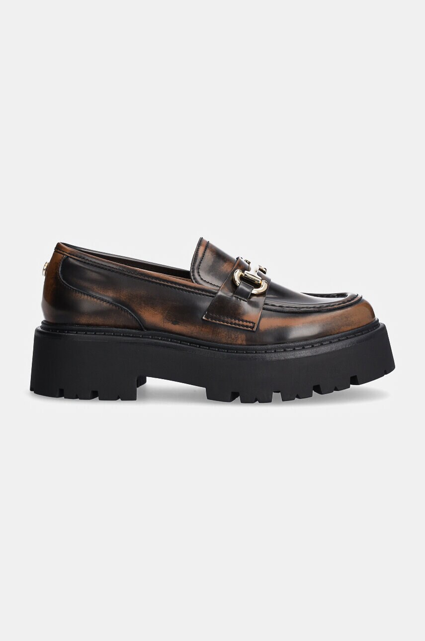 Шкіряні мокасини Steve Madden Occupy жіночі колір коричневий на платформі SM11003276