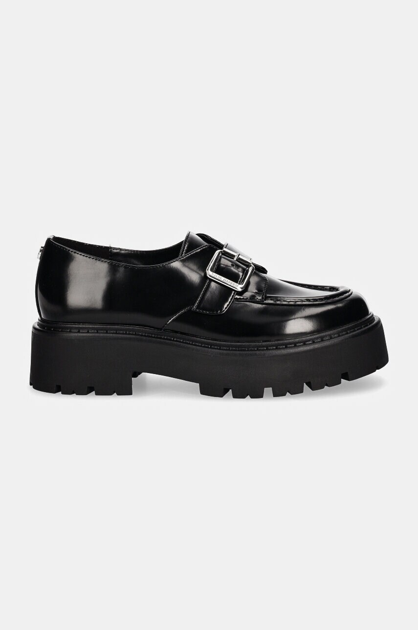Шкіряні мокасини Steve Madden Outlined жіночі колір чорний на платформі SM11003285