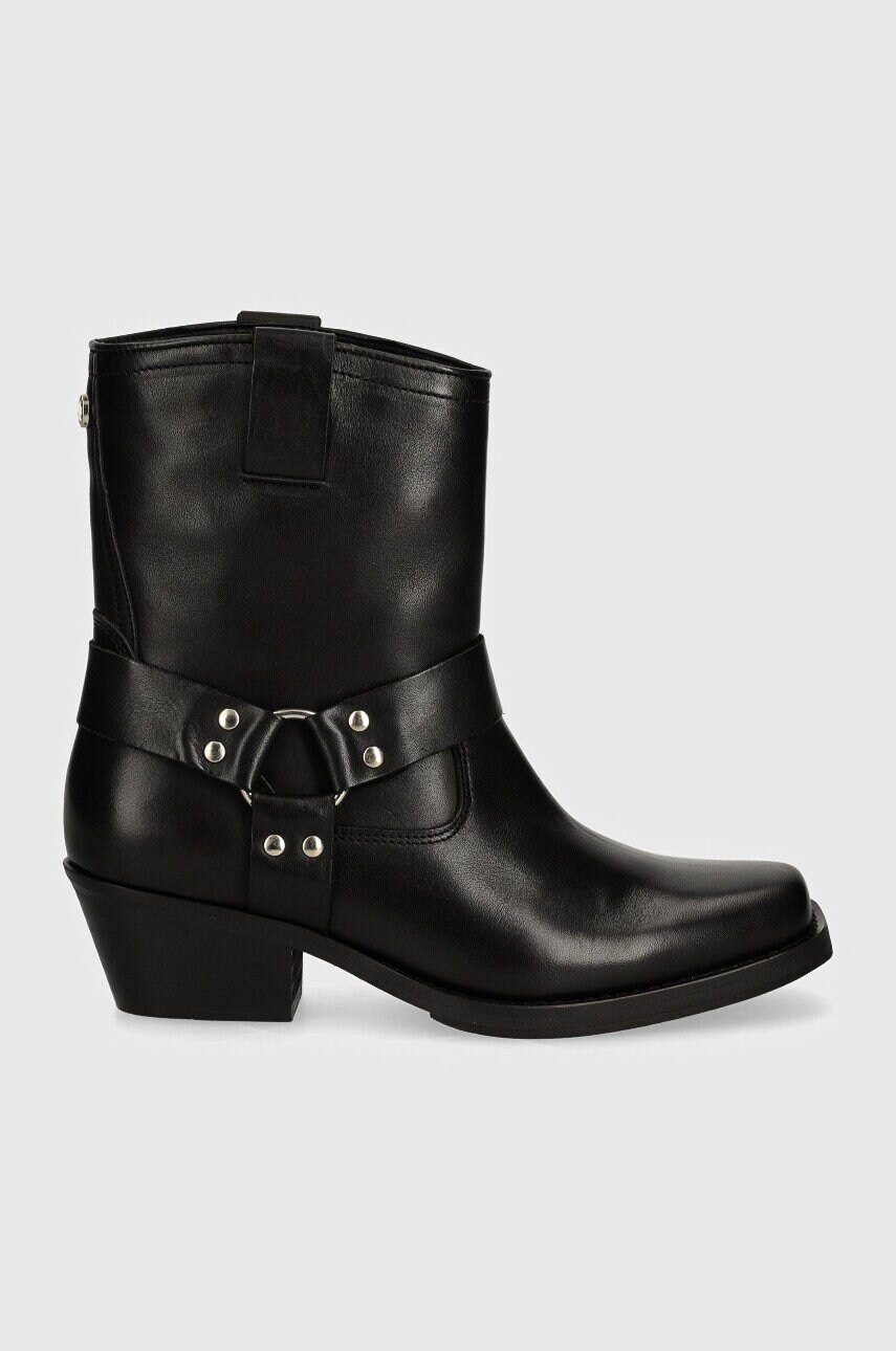 Шкіряні черевики Steve Madden Quintana жіночі колір чорний каблук блок злегка утеплена SM11003295