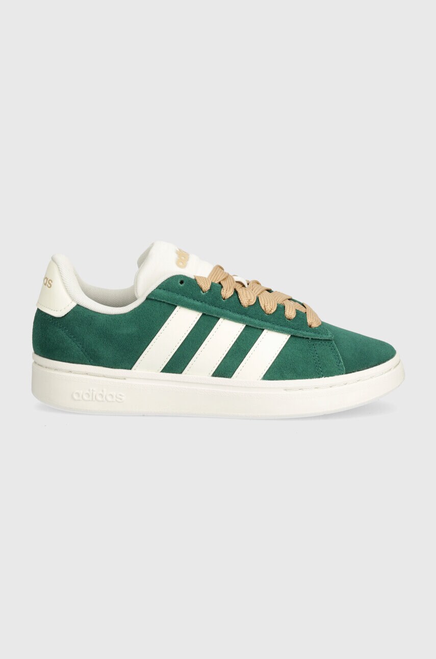 Замшеві кросівки adidas Grand Court Alpha колір зелений IH3850