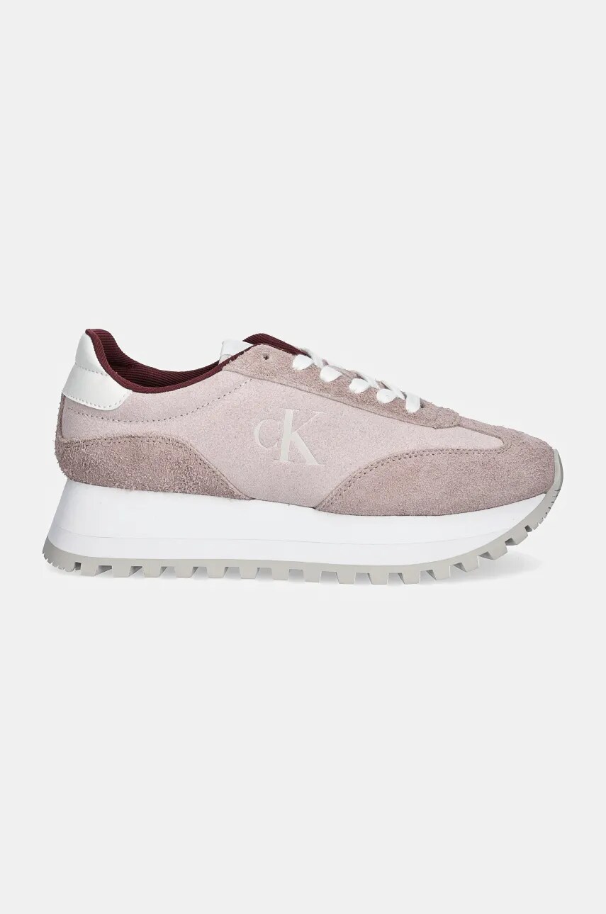 Замшеві кросівки Calvin Klein Jeans RUNNER LACEUP ML SUEDE колір рожевий YW0YW01574
