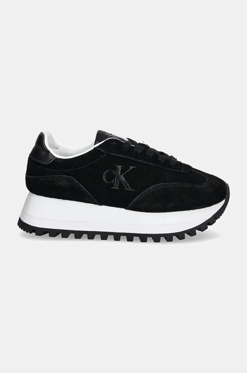 Замшеві кросівки Calvin Klein Jeans RUNNER LACEUP ML SUEDE колір чорний YW0YW01574