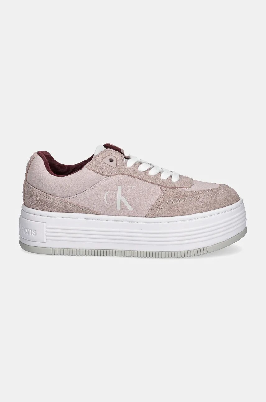 Замшеві кросівки Calvin Klein Jeans BOLD PLATF LACEUP LOW MG SUEDE колір рожевий YW0YW01575