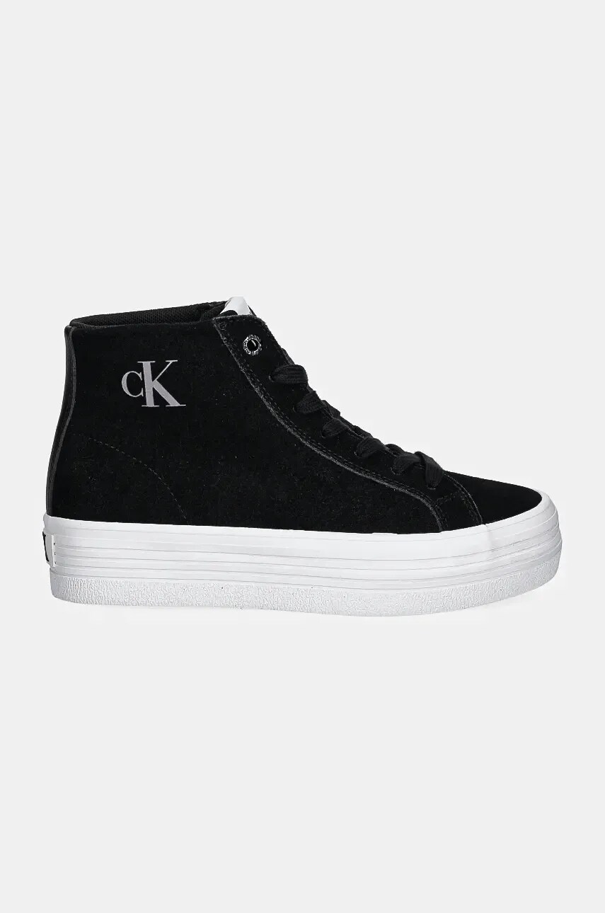 Замшеві кеди Calvin Klein Jeans VULC FLATFORM LACEUP MID MG S колір чорний YW0YW01584