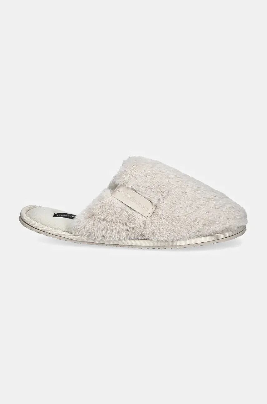 Тапочки Calvin Klein Jeans HOTEL SLIPPER FUR AFTER GLOW колір бежевий YW0YW01593