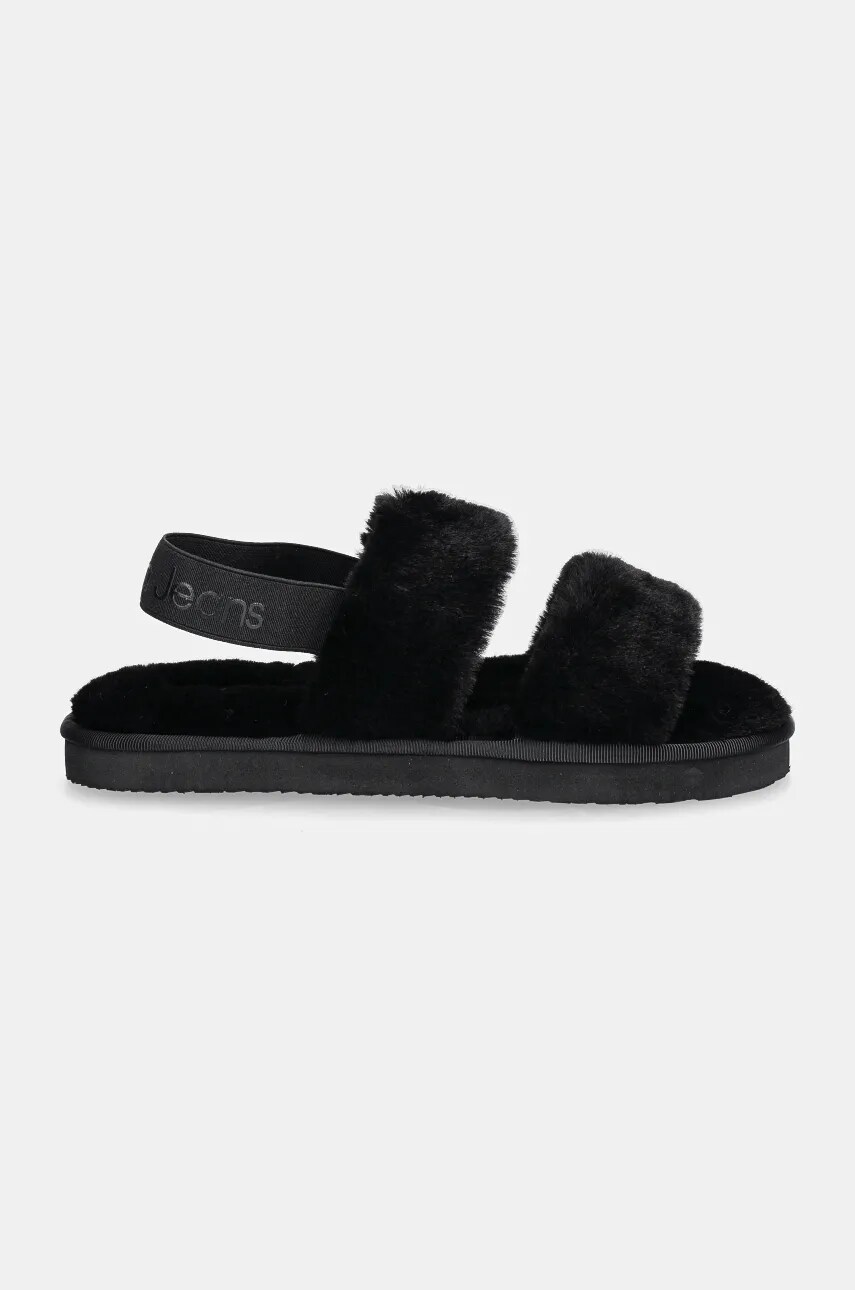 Тапочки Calvin Klein Jeans HOME VELCRO IN FUR колір чорний YW0YW01595