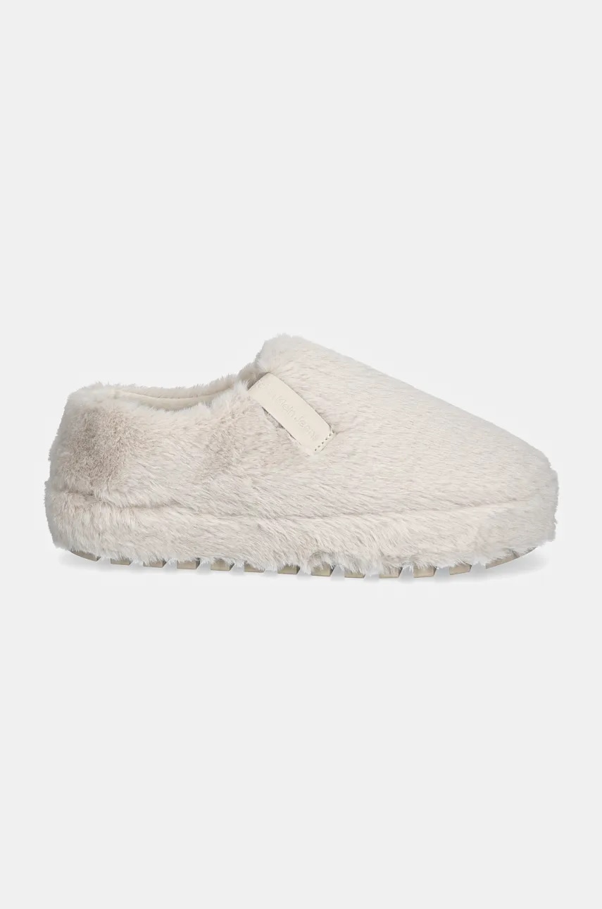 Тапочки Calvin Klein Jeans HOME ANKE SLIPPER WN FUR колір бежевий YW0YW01596