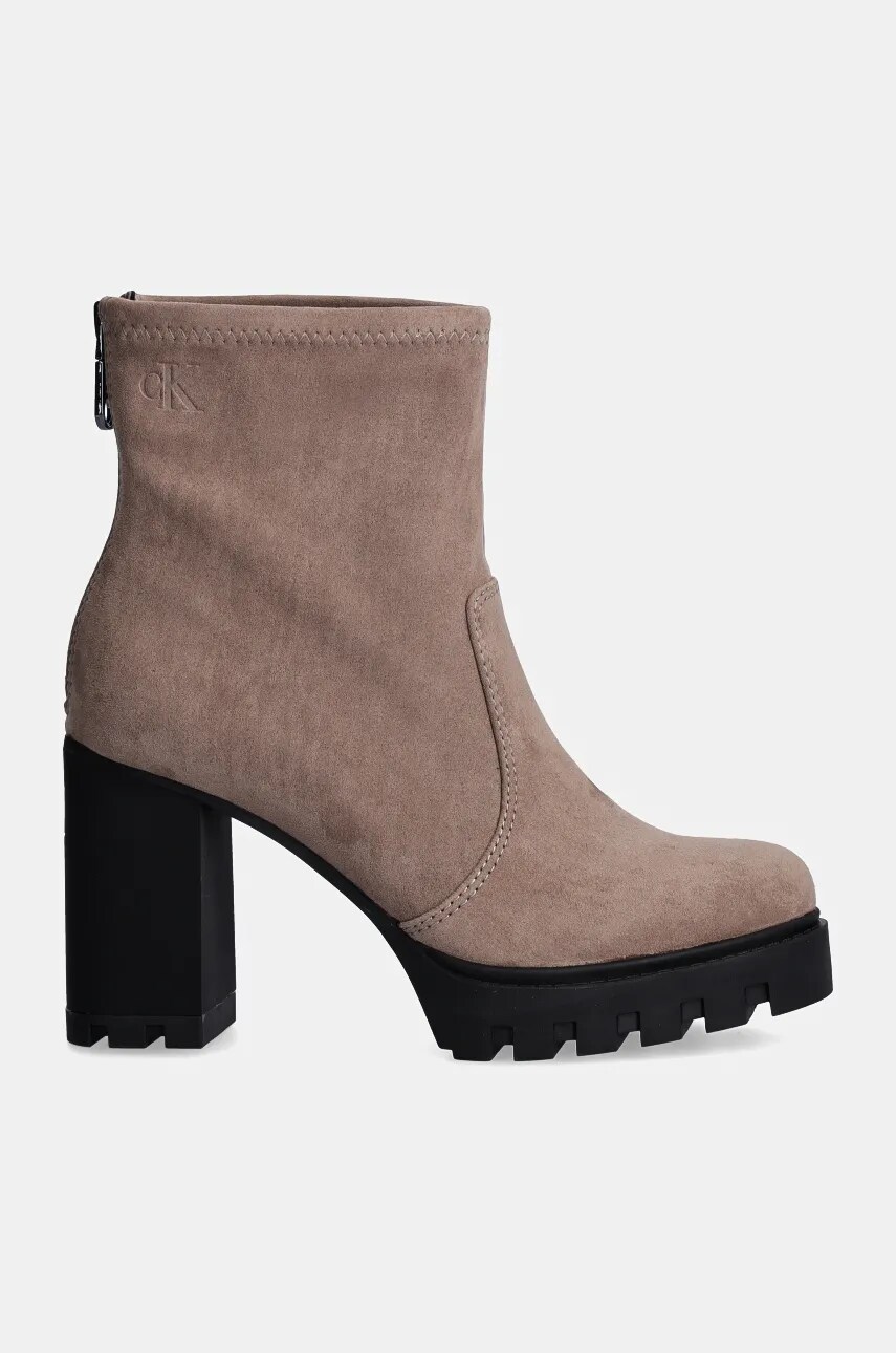 Черевики Calvin Klein Jeans HEEL PLATFORM ZIP BOOT SS жіночі колір коричневий каблук блок YW0YW01601