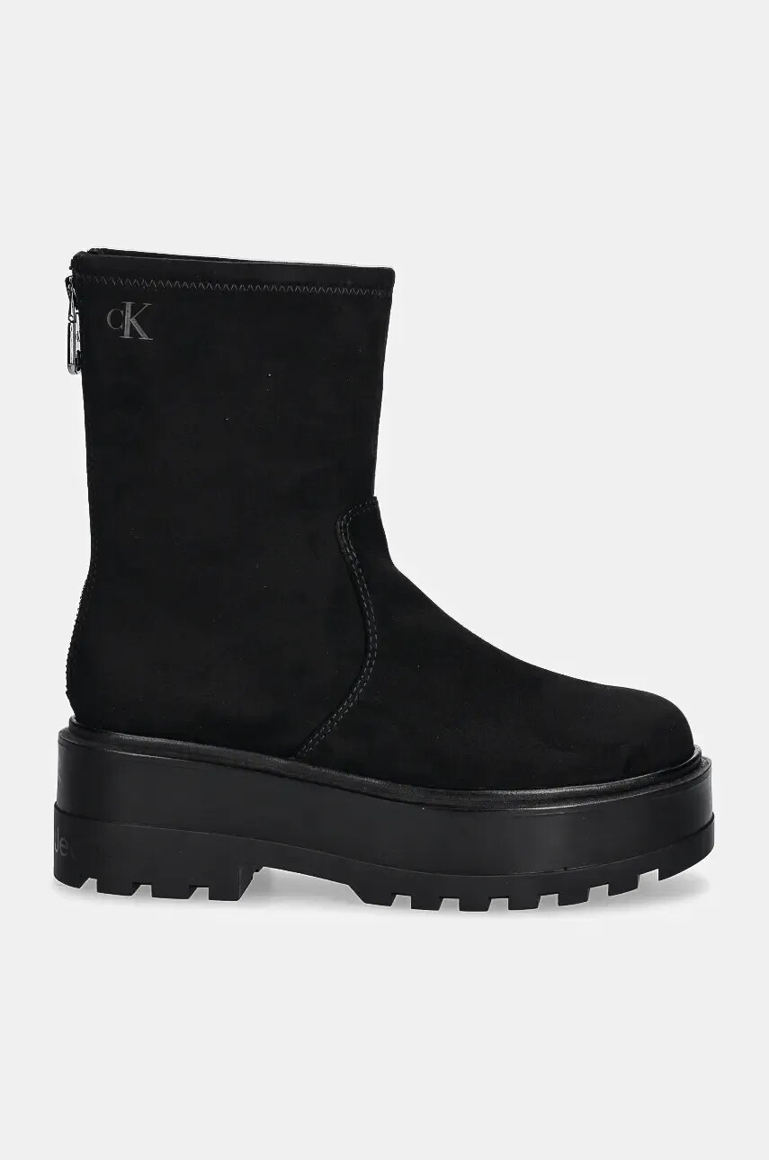 Черевики Calvin Klein Jeans FLATFORM ZIP MG SS жіночі колір чорний на платформі YW0YW01602