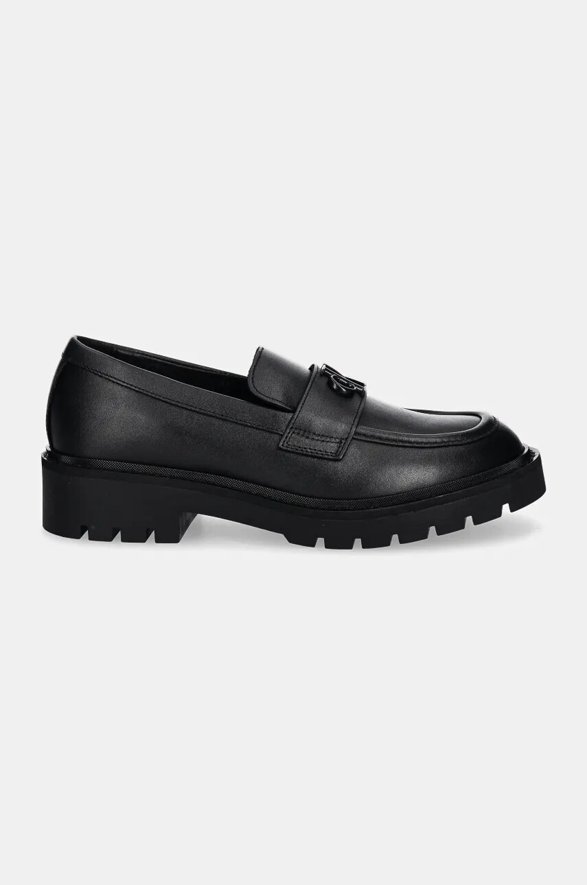 Шкіряні мокасини Calvin Klein Jeans FLATFORM LOAFER HW MG LTH жіночі колір чорний на платформі YW0YW01682