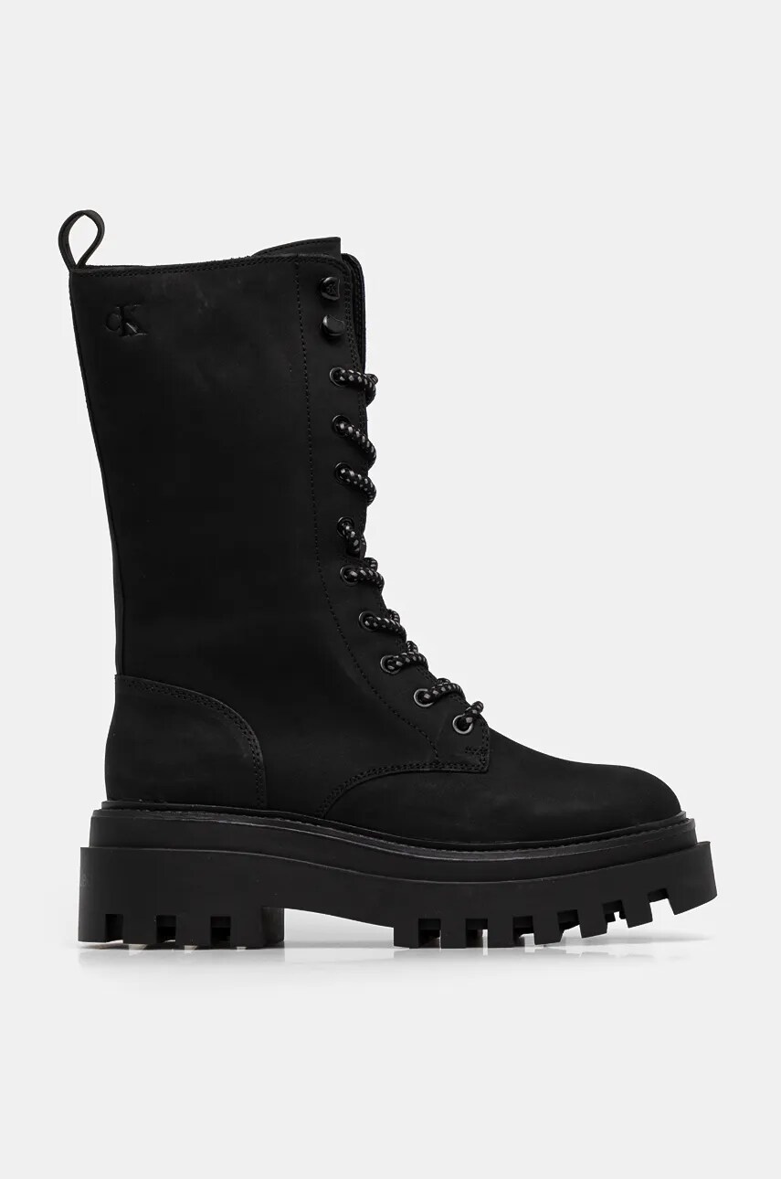 Черевики Calvin Klein Jeans FLATFORM LACE UP BOOT MG NB жіночі колір чорний на платформі YW0YW01683