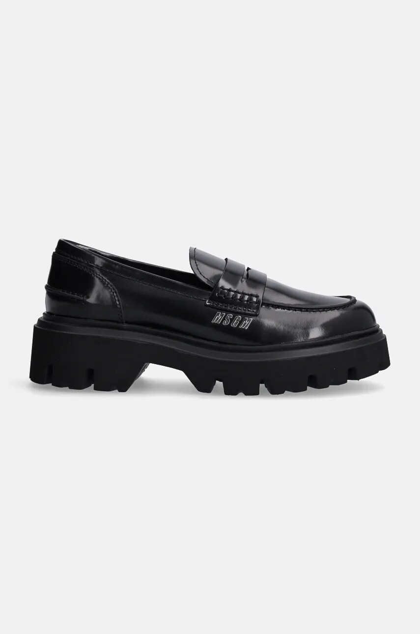 Купити Шкіряні туфлі MSGM жіночі колір чорний на платформі 3741MDS153 513 – головне зображення