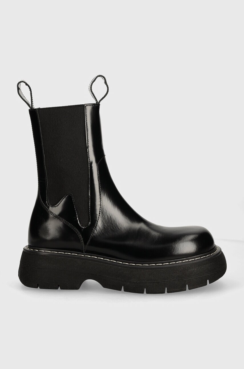 Шкіряні черевики MSGM жіночі колір чорний на платформі 3741MDS804 629