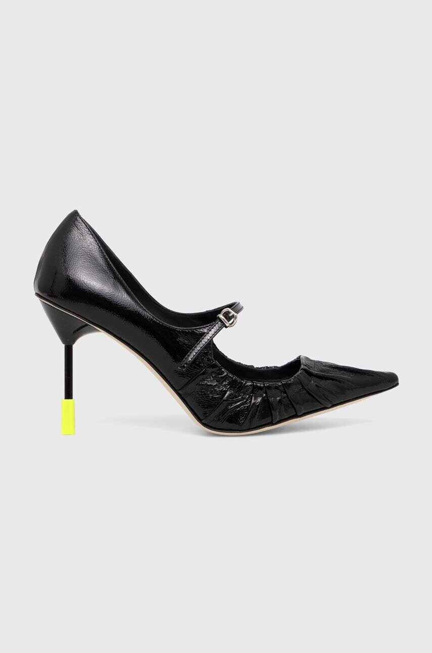 Купити Шкіряні туфлі MSGM колір чорний 3741MDS930 848 – головне зображення