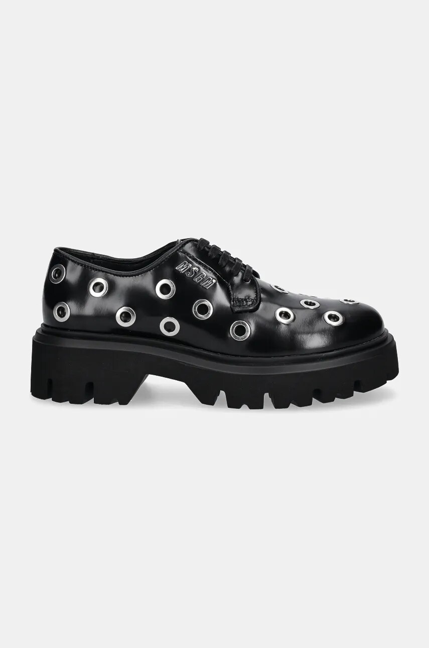 Шкіряні туфлі MSGM жіночі колір чорний на платформі 3741MDS154 519