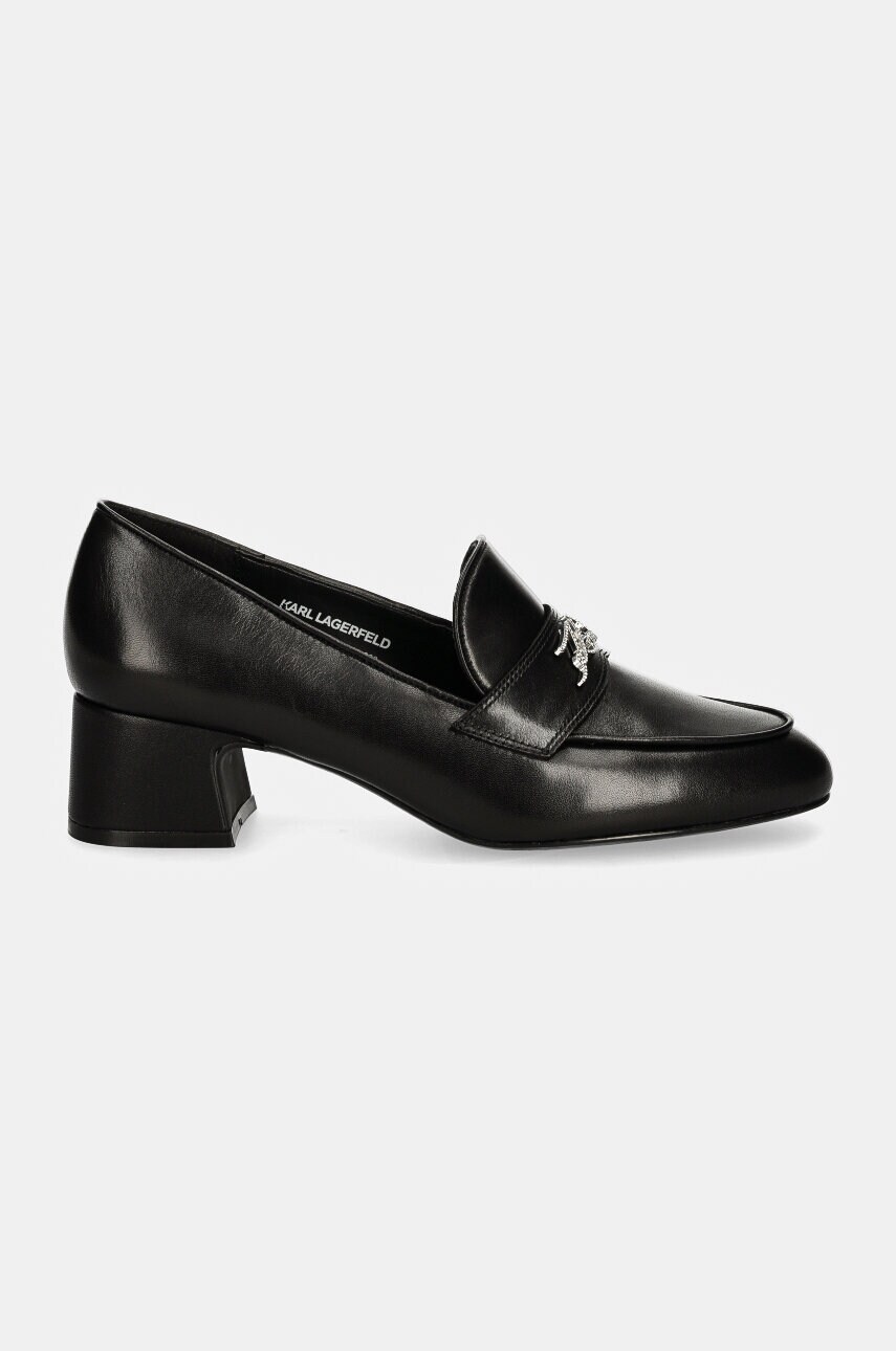 Шкіряні туфлі Karl Lagerfeld BONNIE колір чорний каблук блок KL30314