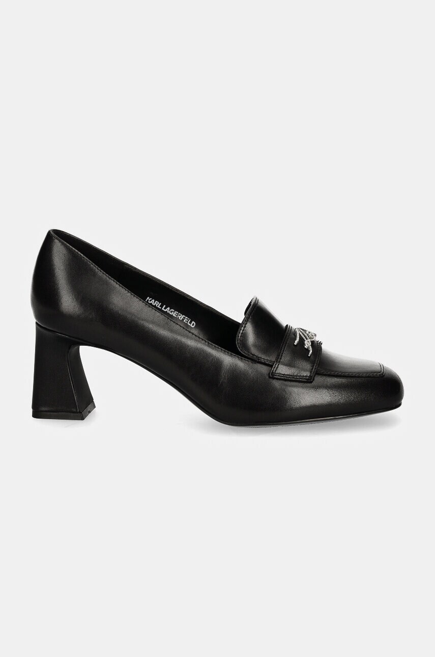 Шкіряні туфлі Karl Lagerfeld BEATA колір чорний каблук блок KL31414