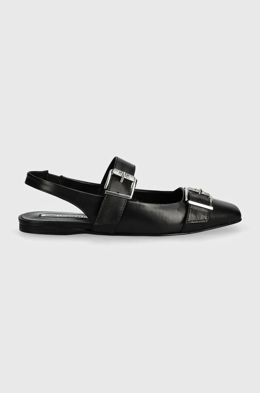 Шкіряні балетки Karl Lagerfeld KONNIE колір чорний відкрита п'ята KL40186