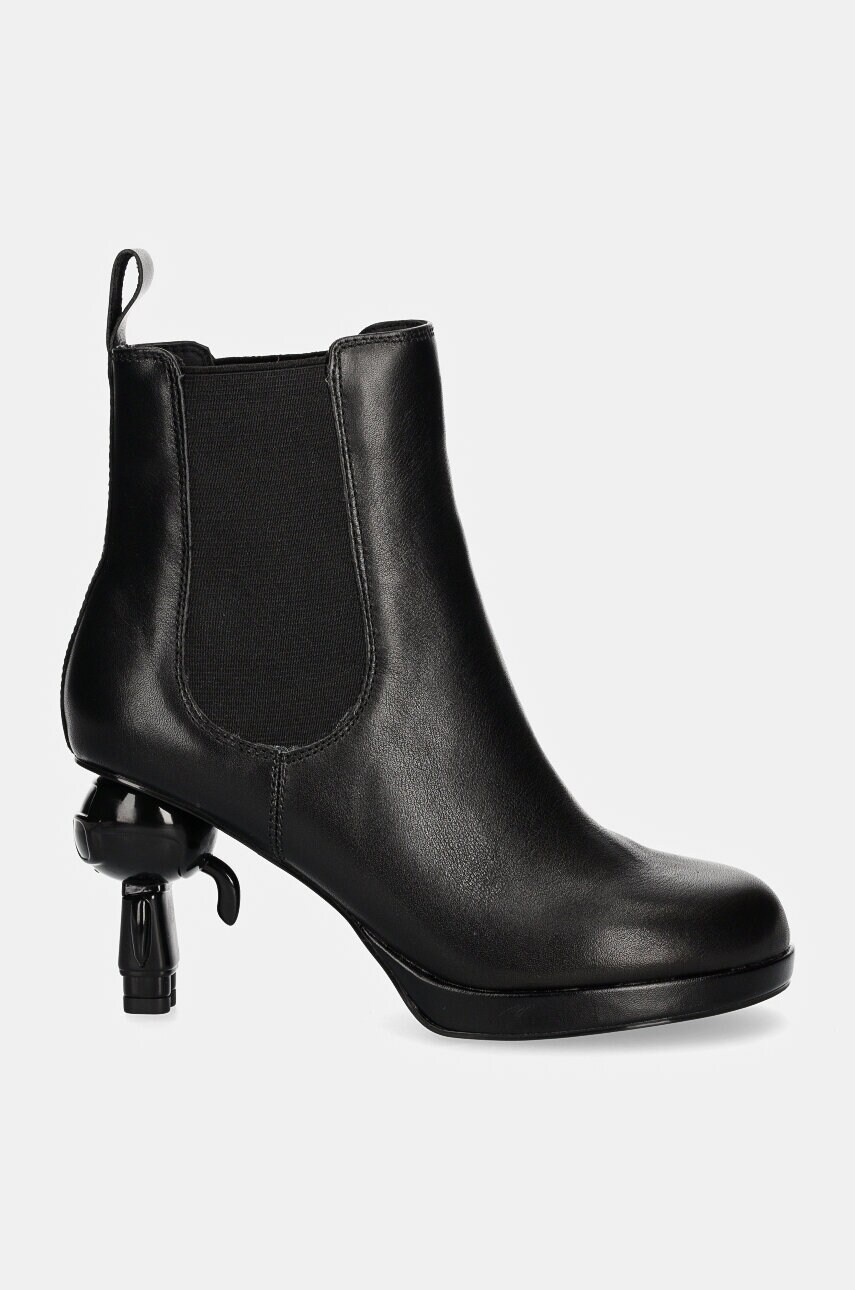 Шкіряні черевики Karl Lagerfeld IKON ISLAND жіночі колір чорний каблук блок KL39044