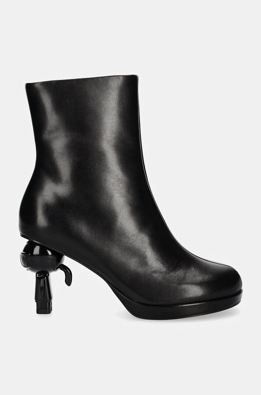 Шкіряні черевики Karl Lagerfeld IKON ISLAND жіночі колір чорний каблук блок KL39064