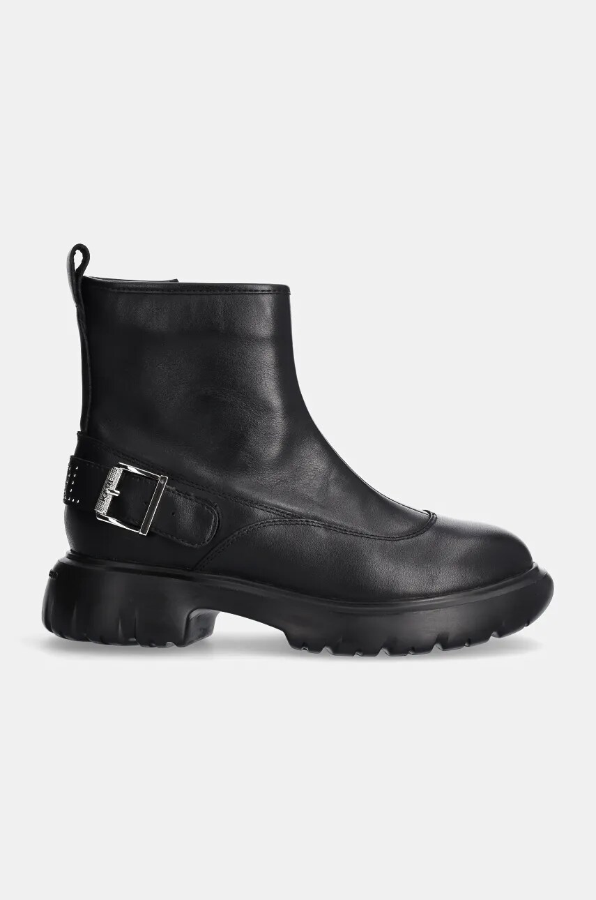 Шкіряні черевики Karl Lagerfeld PHOENIX жіночі колір чорний на плоскому ходу KL42165
