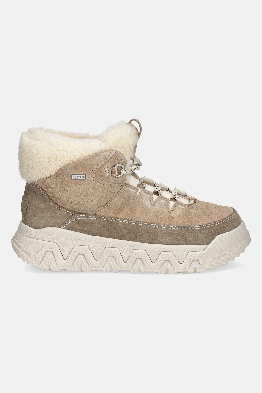 Замшеві черевики UGG Terretrail Cozy Lace жіночі колір зелений на платформі утеплене 1158210-SAN