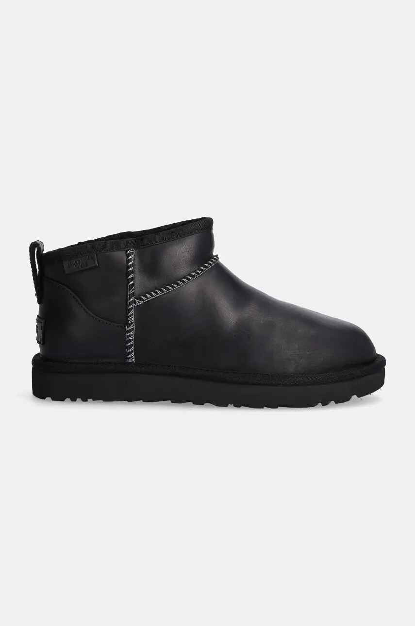 Шкіряні чоботи UGG Classic Ultra Mini Lthr Regen колір чорний 1163490-BLK