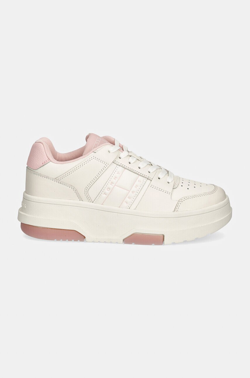 Шкіряні кросівки Tommy Jeans THE BROOKLYN FLATFORM колір білий EN0EN02592