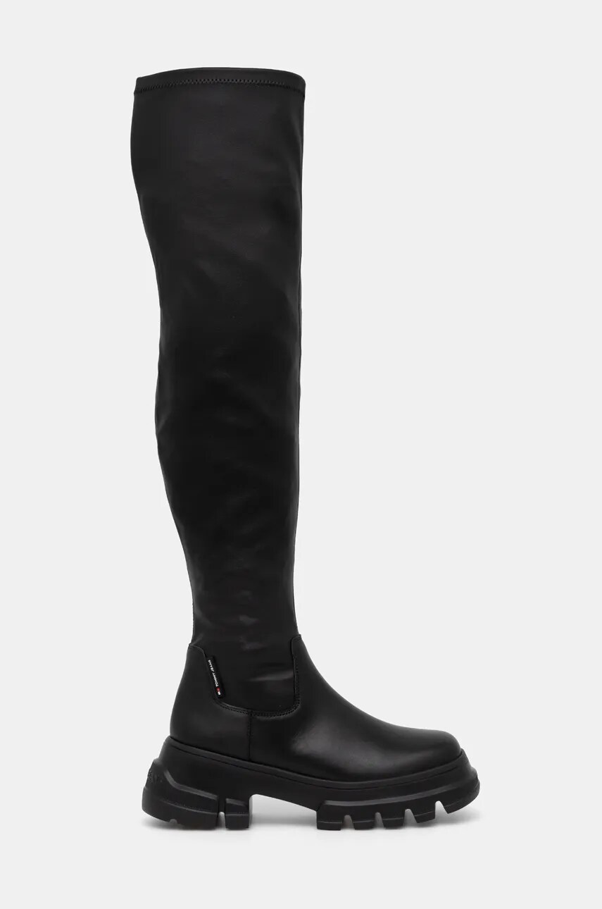 Чоботи Tommy Jeans TJW LIGHTWEIGHT OTK BOOT жіночі колір чорний на платформі EN0EN02634
